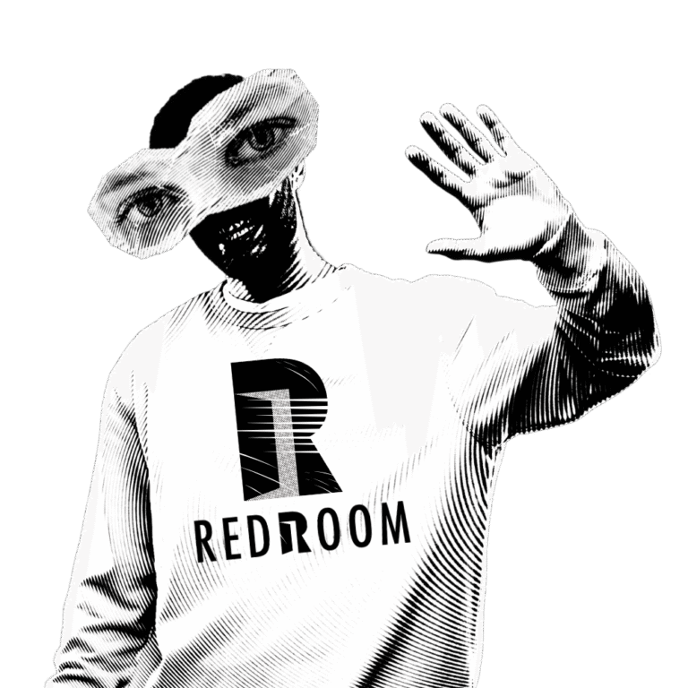 Ilustración de Red Room: una persona con camiseta de Red Room se tapa la cara con la mano